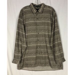 Axis Men's Long Sleeve Shirt Graphic Design Brown Size L Cotton‎ Rayon Blend